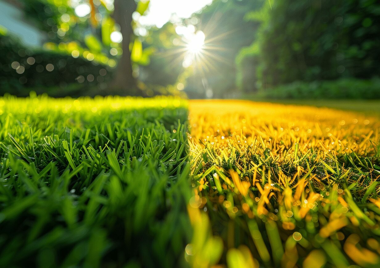 gazon synthétique vert et gazon synthétique jaunit