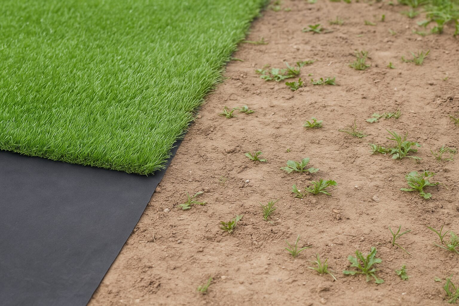 Pose de gazon synthétique sans géotextile sur un sol meuble