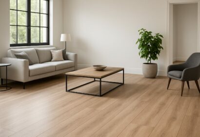 Salon lumineux avec plancher SPC haut de gamme